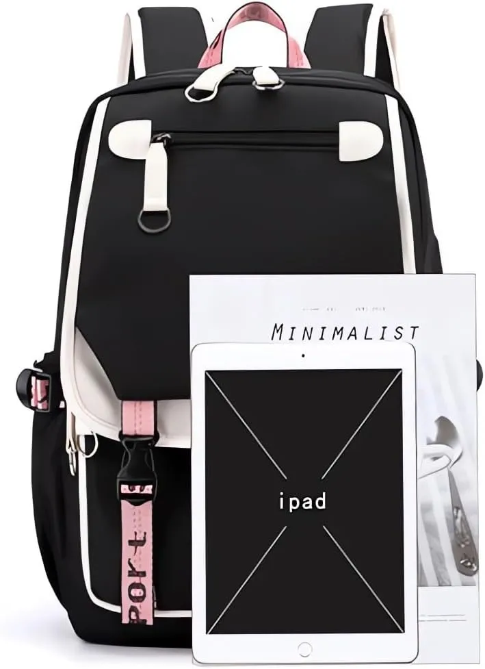 17 Inch Laptop Backpack Casual Cartoon Schoolbag Large Capacity Shoulder Bag for School Travel Hiking (with Cute Pendant)