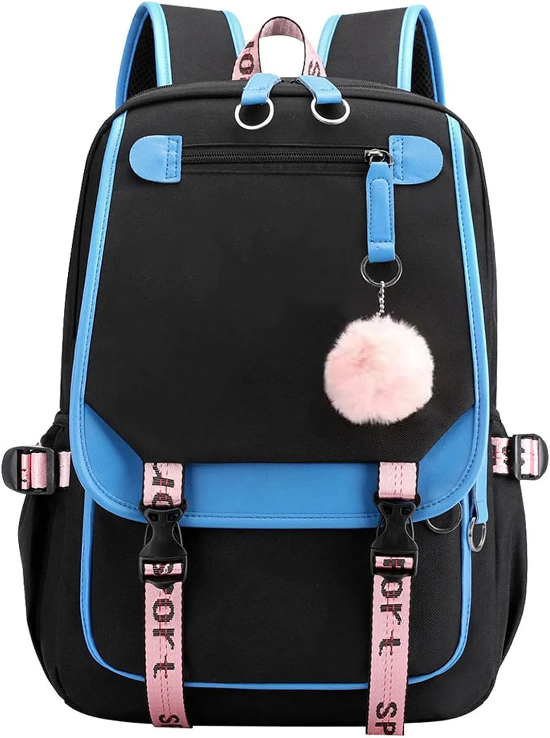 17 Inch Laptop Backpack Casual Cartoon Schoolbag Large Capacity Shoulder Bag for School Travel Hiking (with Cute Pendant)