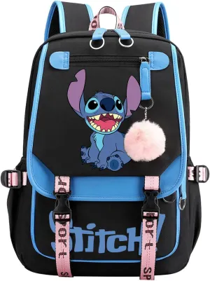 17 Inch Laptop Backpack Casual Cartoon Schoolbag Large Capacity Shoulder Bag for School Travel Hiking (with Cute Pendant)