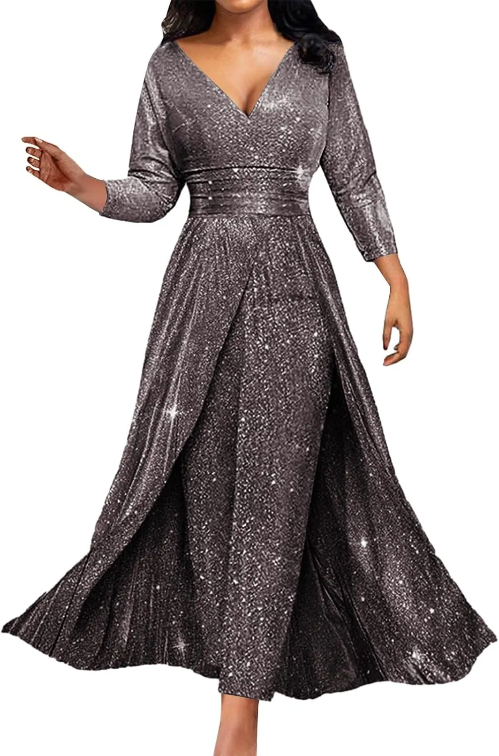 2 Piece Jumpsuit Mother of The Bride Dresses Pant Suits for Wedding Guest Groom Dress Formal Outfit Sets with Overskirt