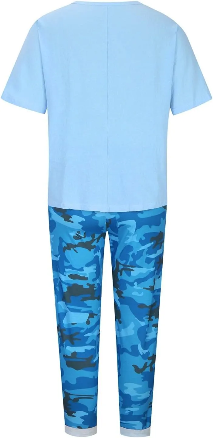 2 Piece Linen Set for Women Summer Outfits Plus Size Short Sleeve Graphic Tees Camo Pants Lounge Matching Sets