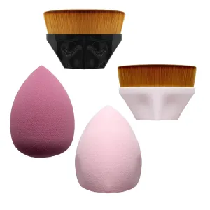 2 Pieces Foundation Brushes, 2 Pieces Set of Makeup Sponges Petal Shape Soft Touch Makeup Brushes Suitable for Cream or Mixed Liquid Cosmetics, Beige