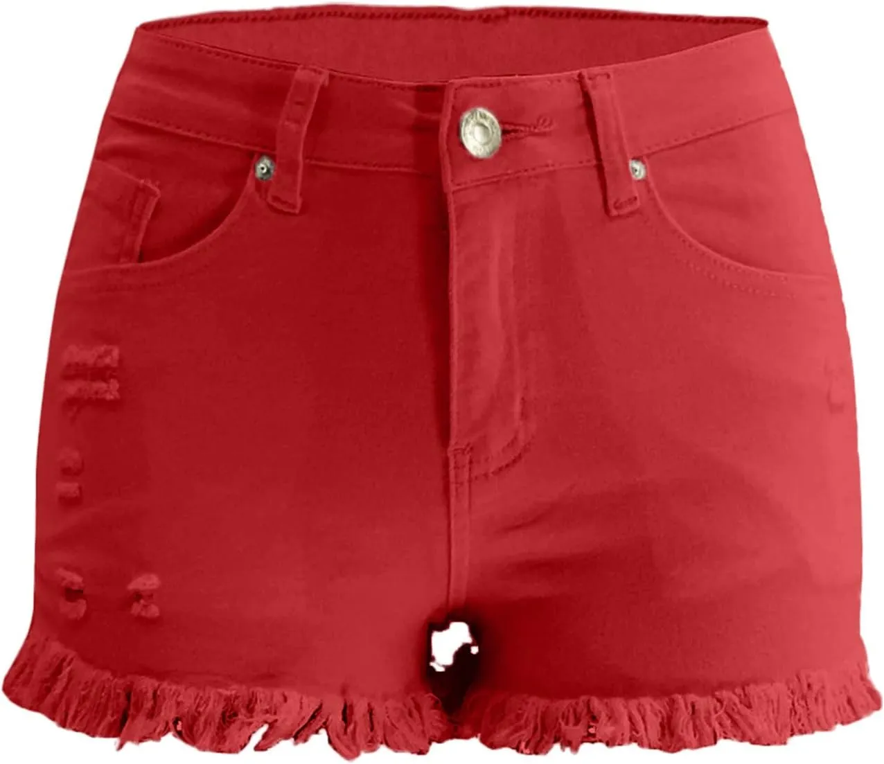 2025 Women Destroyed Denim Shorts High Waisted Raw Hem Shorts Sexy Ripped Jean Stretch Distressed Denim Short