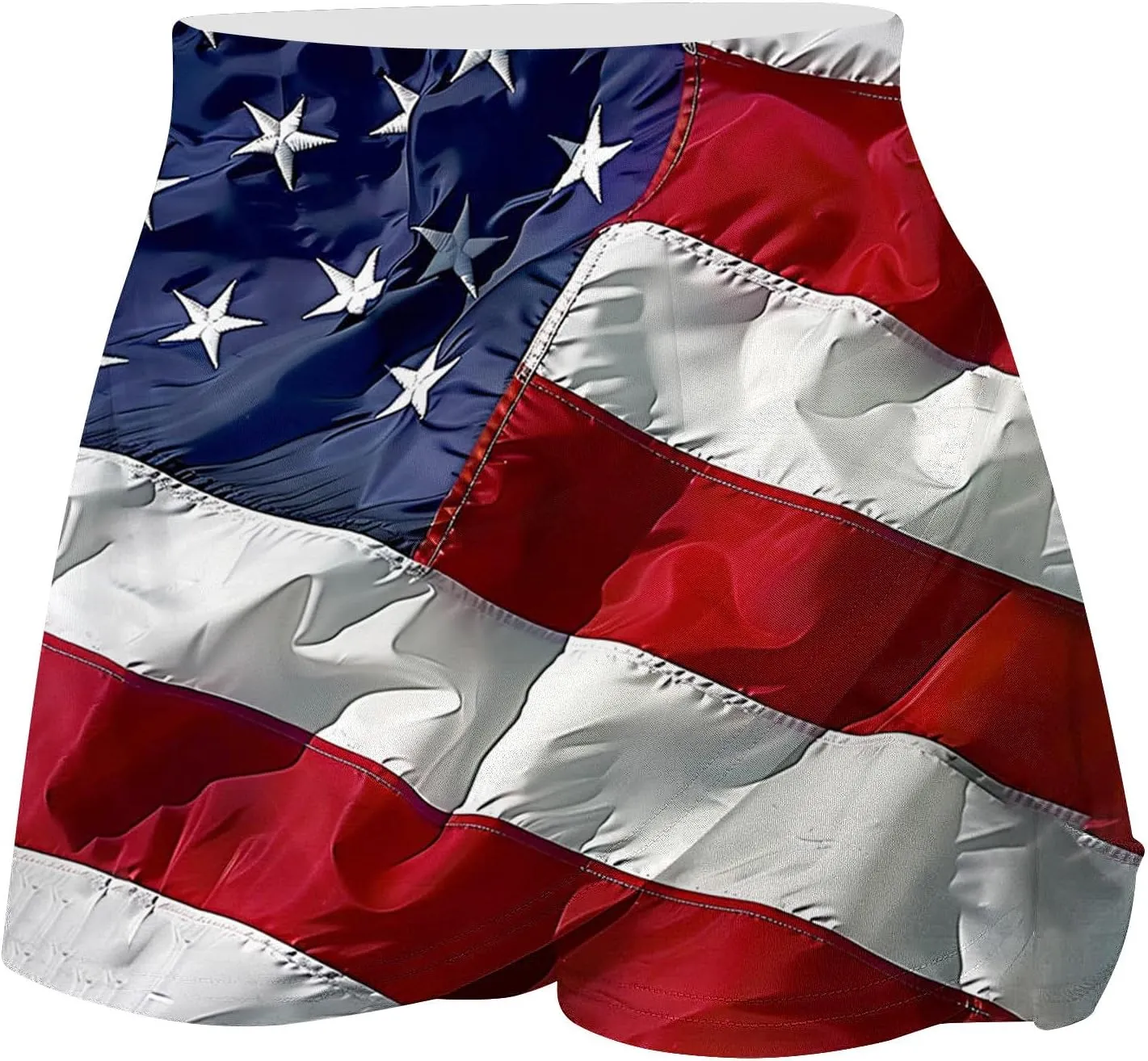 4th of July Skort for Women, Fashion American Flag Print Tennis Shorts High Waisted Elastic Sports Yoga Shorts