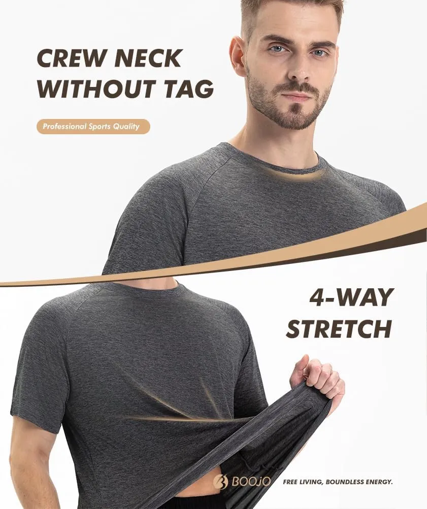 5 Pack Workout Shirts for Men-Dry Fit Black Gym Moisture Wicking Short Sleeve T-Shirts for Running Athletic Casual