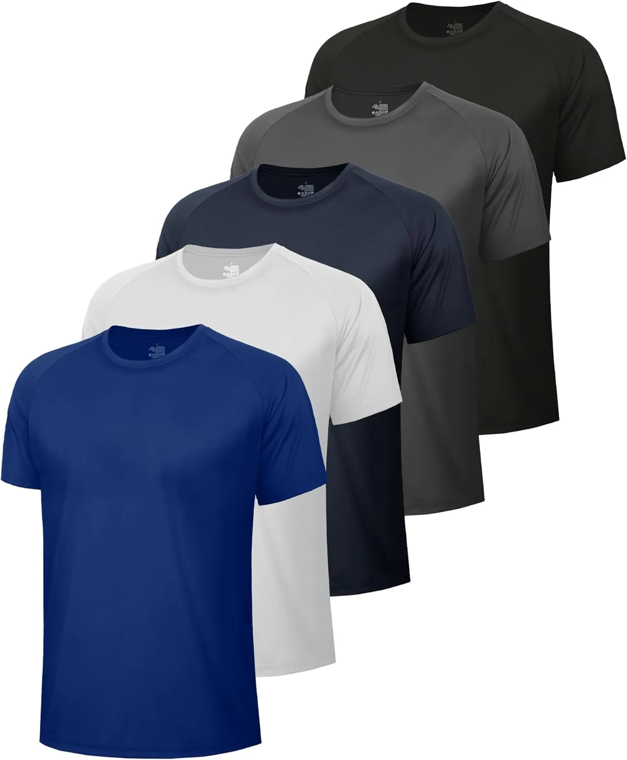 5 Pack Workout Shirts for Men-Dry Fit Black Gym Moisture Wicking Short Sleeve T-Shirts for Running Athletic Casual