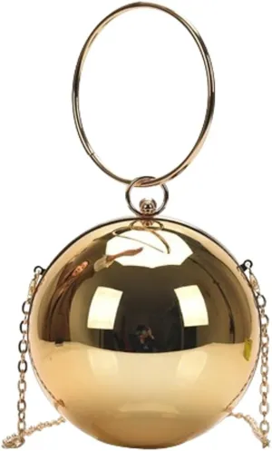 Acrylic Evening Clutch Women Chic Metal Purses Shiny Round Handbag Crossbody Bag for Parties Cocktail Wedding 2024