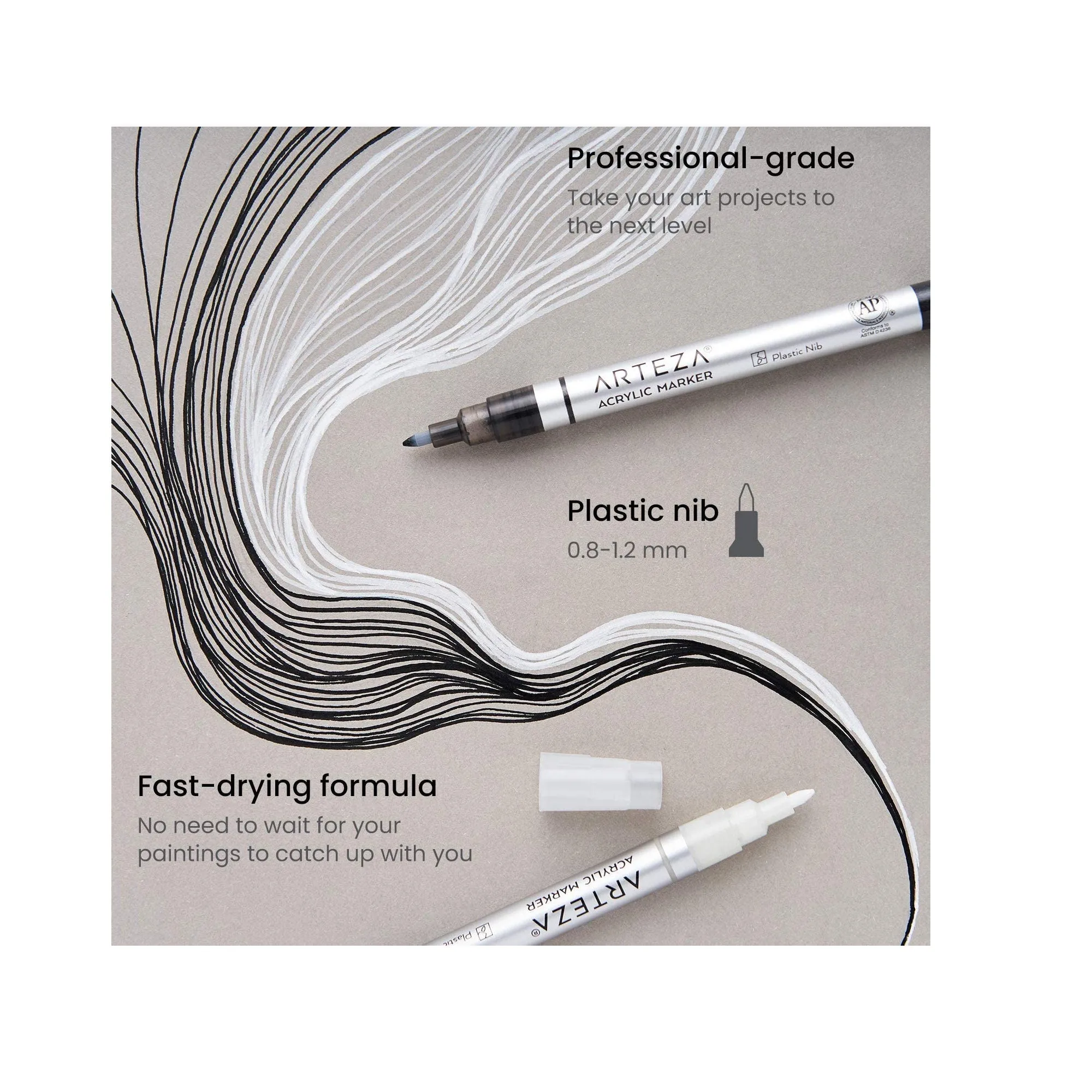 Acrylic Paint Markers | Pack of 12 | White Long-Lasting Acrylic Paint Pens