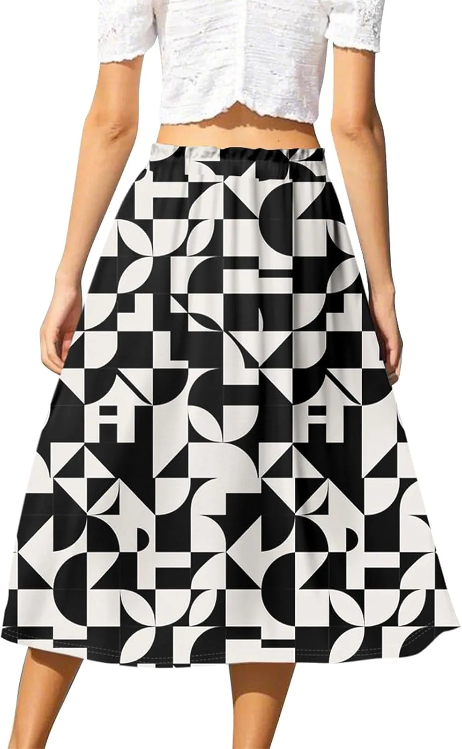 ADHOWBEW Midi Skirts for Women Plus Size High Waisted Beach Trendy Flowy Ruffle Midi Length Casual Cute A Line Summer Skirts