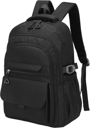 Aesthetic Daypack Backpack, Water-Resistant 15.6" Laptop Backpack for Women and Men, Featuring Touch-Fastener and Anti-Theft Pockets (Black)