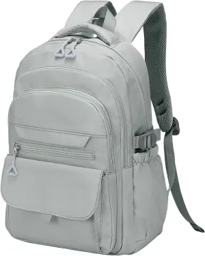 Aesthetic Daypack Backpack, Water-Resistant 15.6" Laptop Backpack for Women and Men, Featuring Touch-Fastener and Anti-Theft Pockets (Gray)