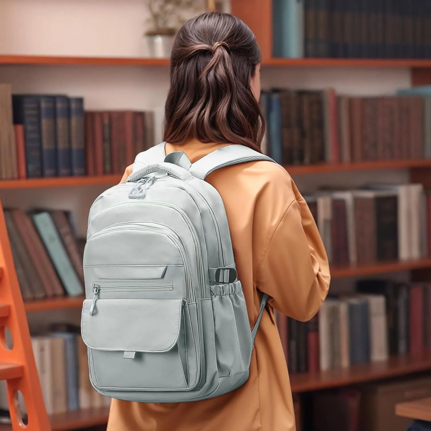 Aesthetic Daypack Backpack, Water-Resistant 15.6" Laptop Backpack for Women and Men, Featuring Touch-Fastener and Anti-Theft Pockets (Gray)