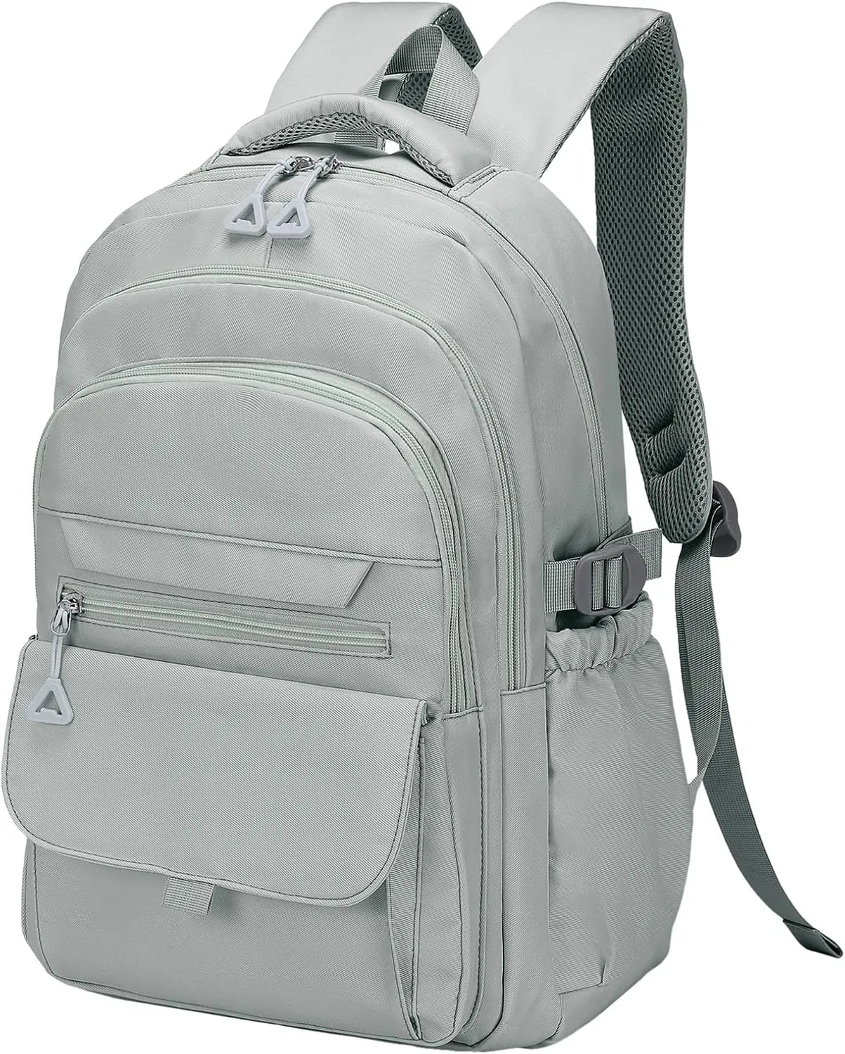 Aesthetic Daypack Backpack, Water-Resistant 15.6" Laptop Backpack for Women and Men, Featuring Touch-Fastener and Anti-Theft Pockets (Gray)