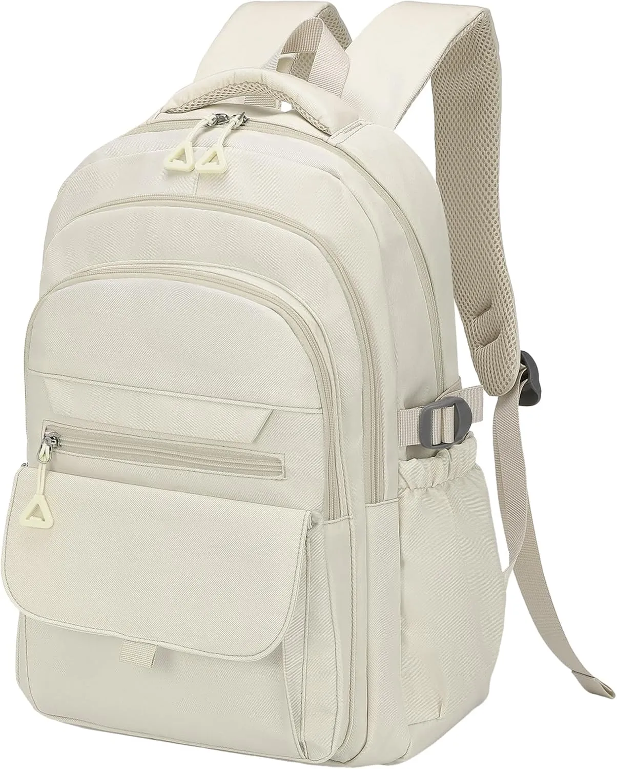 Aesthetic Daypack Backpack, Water-Resistant 15.6" Laptop Backpack for Women and Men, Featuring Touch-Fastener and Anti-Theft Pockets (White)