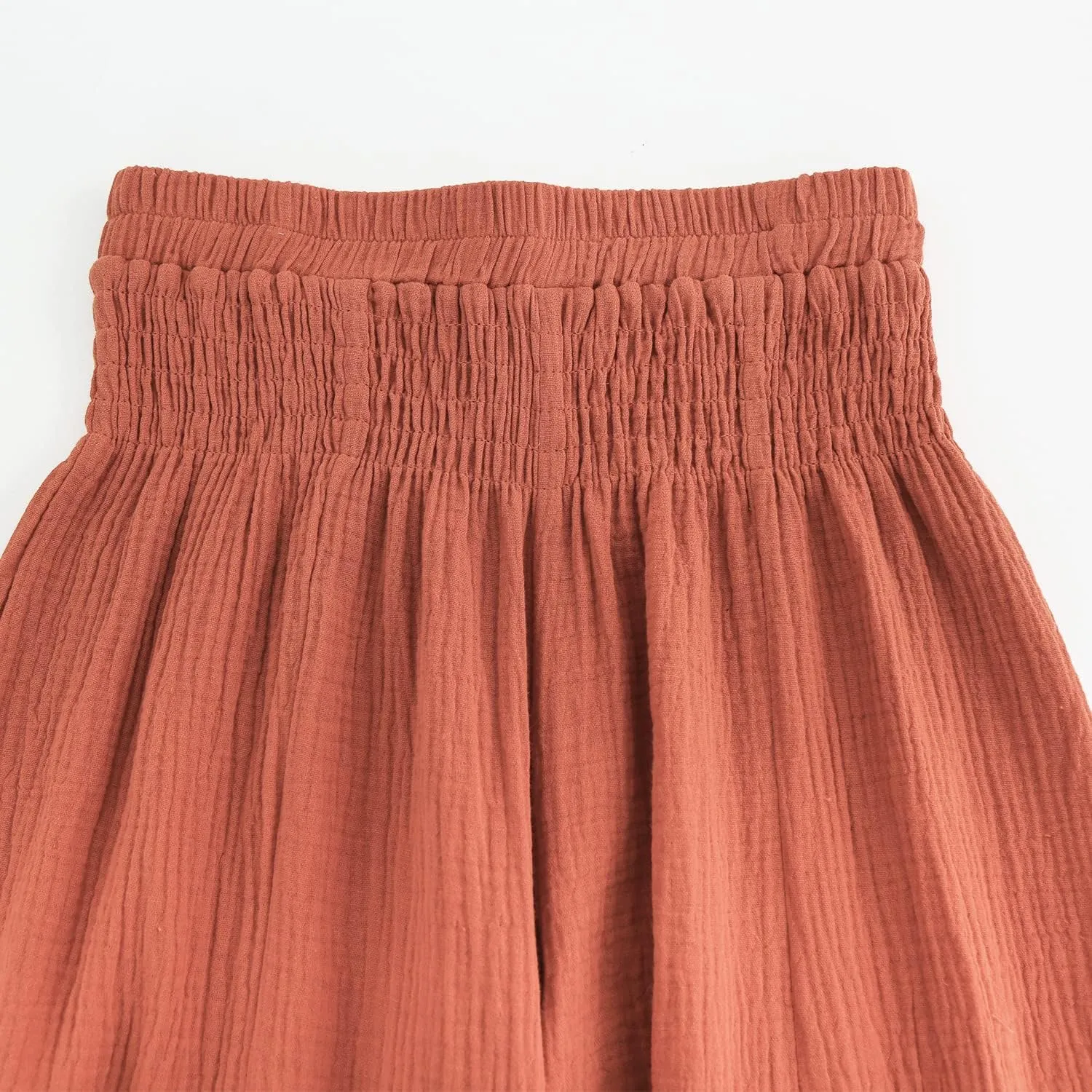 Amazhiyu Women's Cotton Gauze Wide Leg High-Waist Casual Palazzo Summer Pants