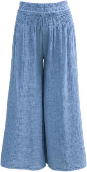 Amazhiyu Women's Cotton Gauze Wide Leg High-Waist Casual Palazzo Summer Pants