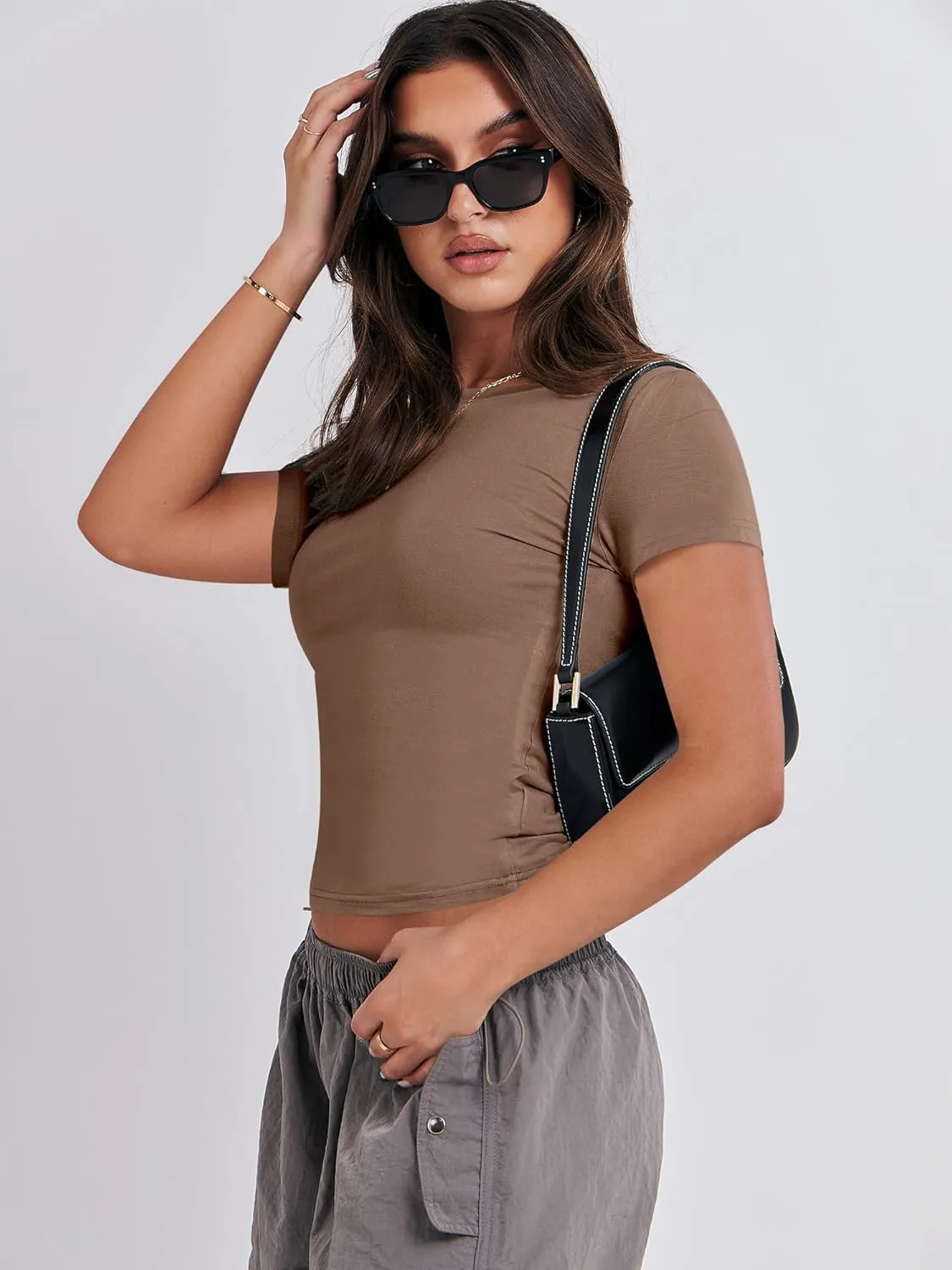 ANRABESS Womens 3 Pack Short Sleeve Shirts 2025 Crop Tops Tight Fitted Basic Tees Workout T Shirts Y2k Clothes Summer Outfit
