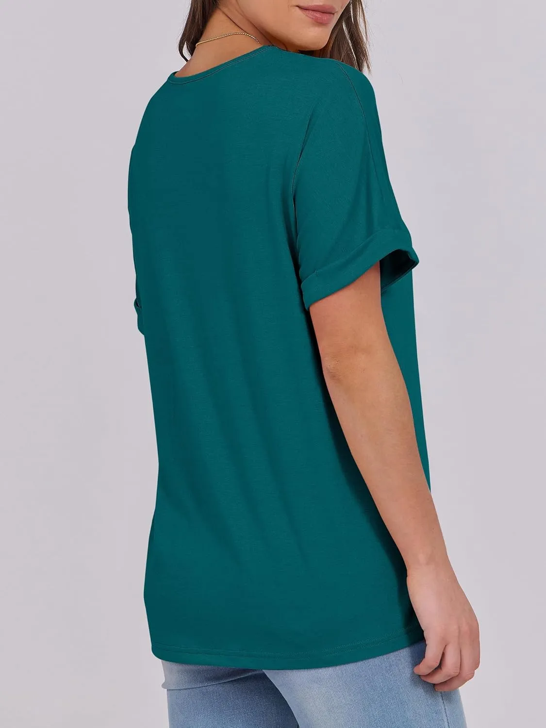 ANRABESS Womens T Shirts Short Sleeve V Neck Shirts Summer Loose Fit Dressy Tops Business Casual Blouses 2025 Basic Tees