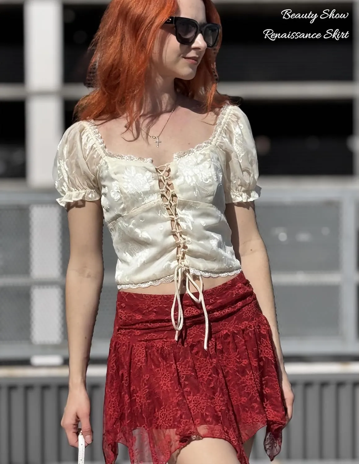 Avidlove Lace Mini Skirts for Women Flowy Skirt Y2k Layered Asymmetrical Short Skirt