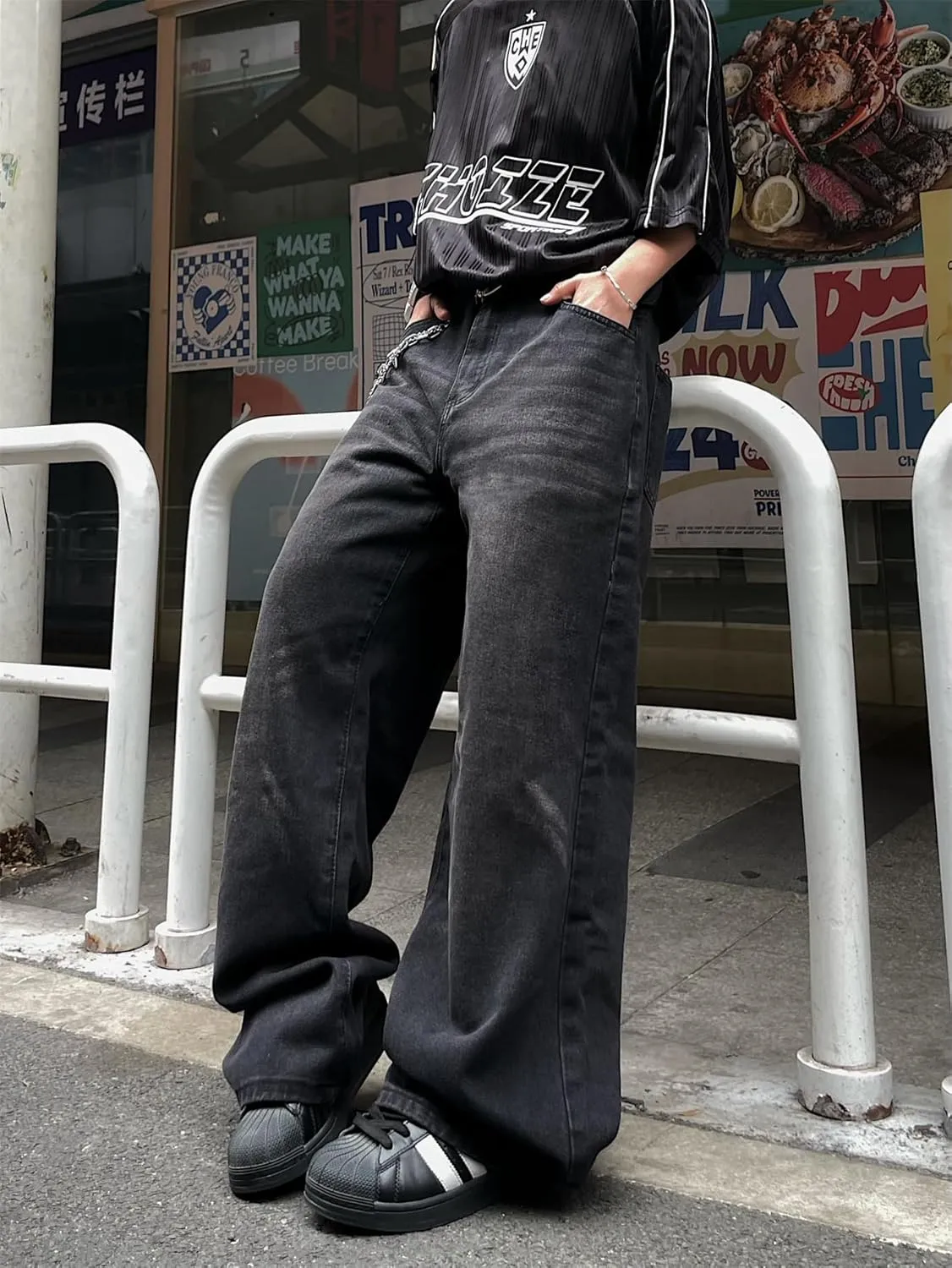 Baggy Jeans for Men Super Wide Leg Jeans Street Style Hip Hop Skater Denim Pants Streetwear