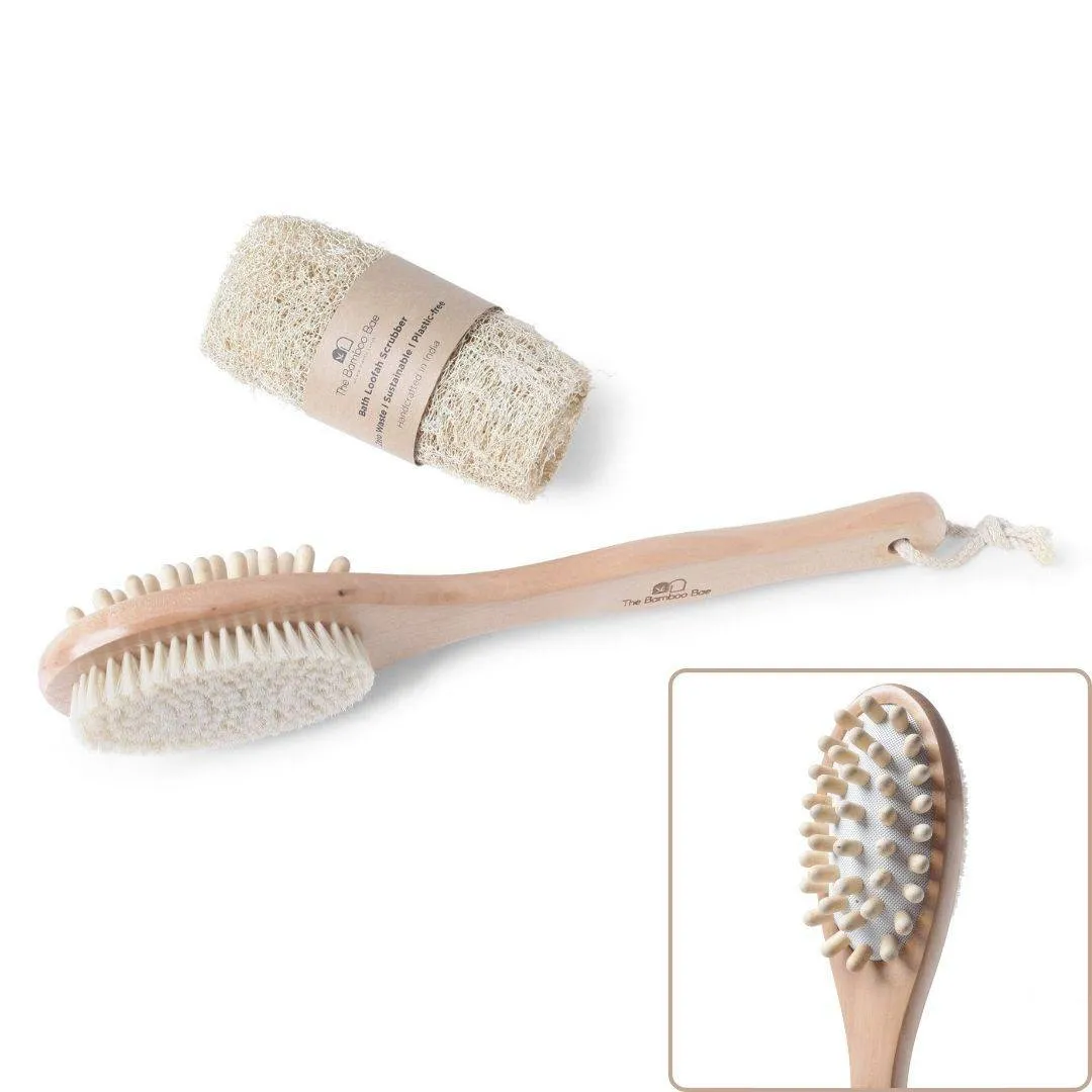 Bath Brush 2 In 1 with Free Loofah | Body Brush with Handle