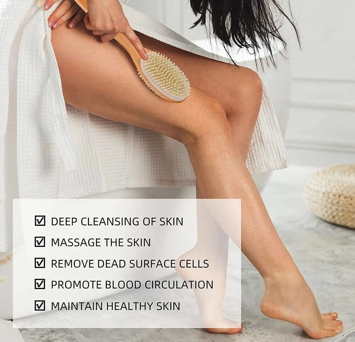 Bath Brush 2 In 1 with Free Loofah | Body Brush with Handle