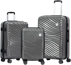BiggDesign 3 Piece Hard Luggage Sets with Spinner Wheels, Suitcases with Wheels, Luggage Set with 100% ABS, Noice-Free Silent Wheels, Aluminum Soft Touch Suitcase Handle, TSA Lock 20" | 24" | 28"