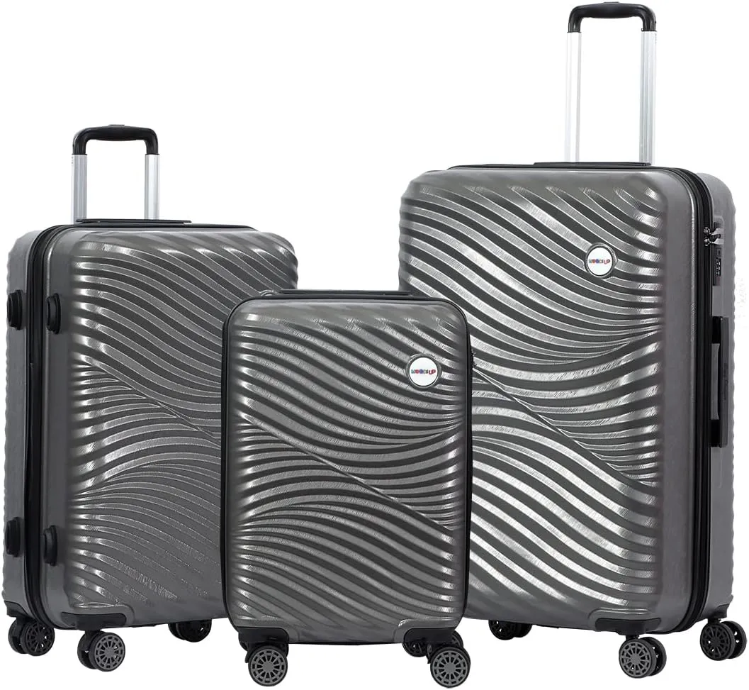 BiggDesign 3 Piece Hard Luggage Sets with Spinner Wheels, Suitcases with Wheels, Luggage Set with 100% ABS, Noice-Free Silent Wheels, Aluminum Soft Touch Suitcase Handle, TSA Lock 20" | 24" | 28"