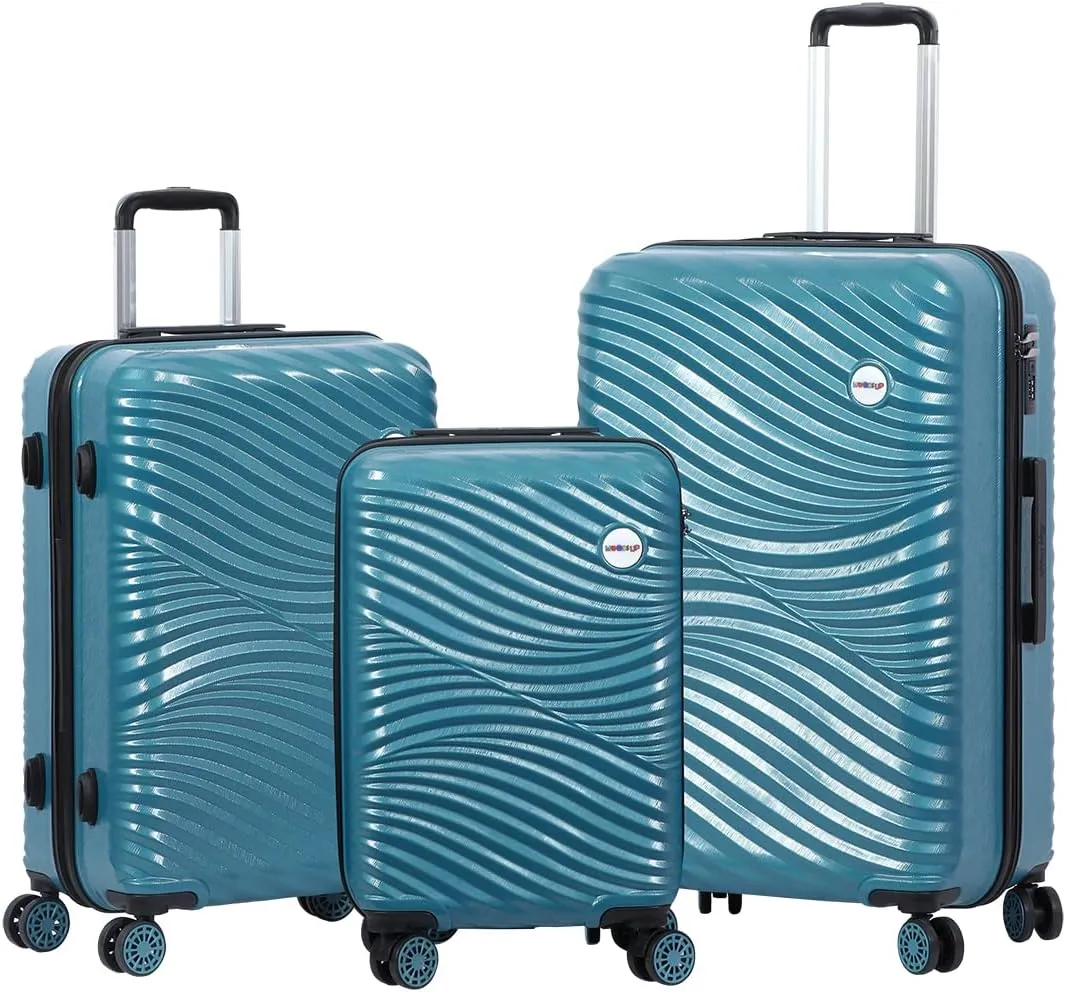 BiggDesign 3 Piece Hard Luggage Sets with Spinner Wheels, Suitcases with Wheels, Luggage Set with 100% ABS, Noice-Free Silent Wheels, Aluminum Soft Touch Suitcase Handle, TSA Lock 20" | 24" | 28"