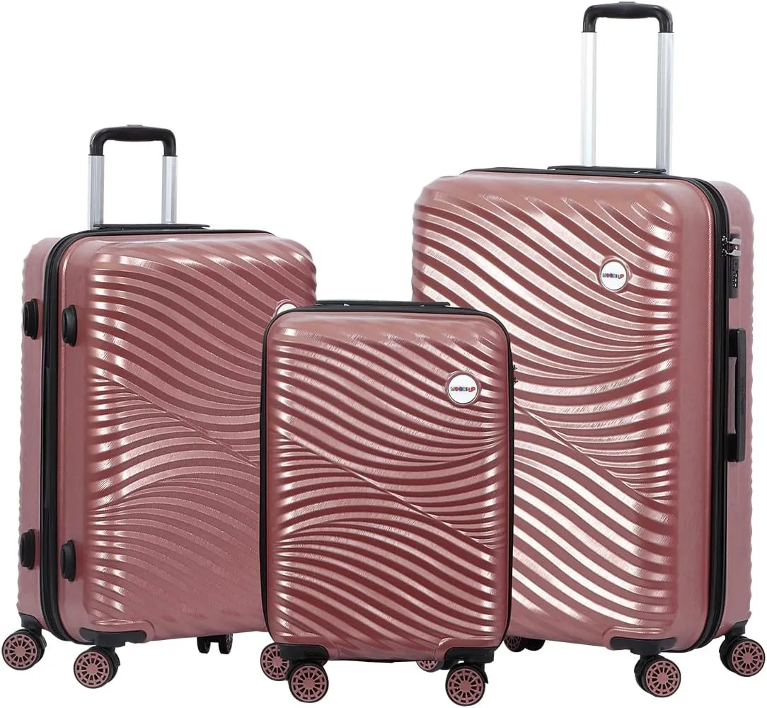 BiggDesign 3 Piece Hard Luggage Sets with Spinner Wheels, Suitcases with Wheels, Luggage Set with 100% ABS, Noice-Free Silent Wheels, Aluminum Soft Touch Suitcase Handle, TSA Lock 20" | 24" | 28"