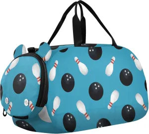 Bowling Balls Sports Duffle Bag for Girls Boys, Gym Bag with Shoe Compartment, Kids Travel Overnight Weekender Shoulder Bag