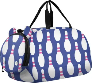 Bowling Pattern Sports Sports Duffle Bag for Girls Boys, Gym Bag with Shoe Compartment, Kids Travel Overnight Weekender Shoulder Bag