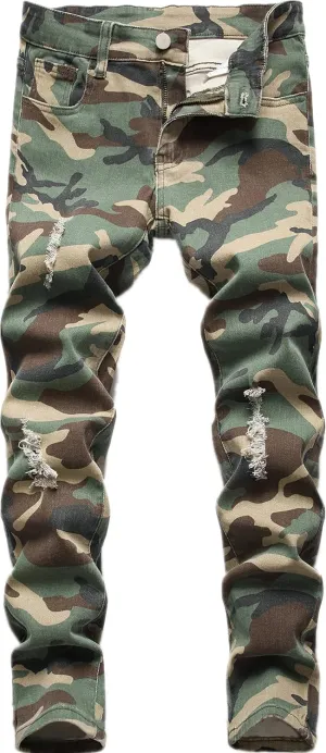 Boy's Skinny Fit Ripped Distressed Stretch Fashion Denim Jeans Pants