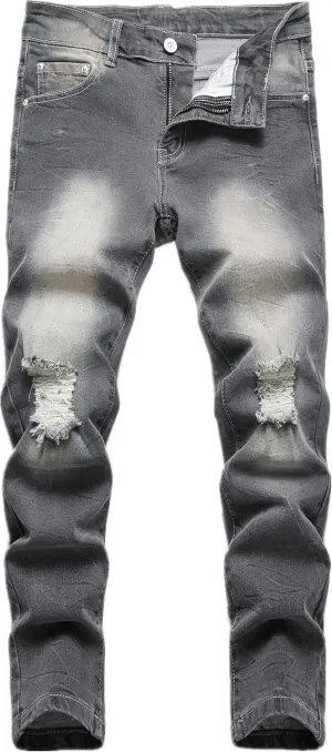 Boy's Skinny Fit Ripped Distressed Stretch Fashion Denim Jeans Pants