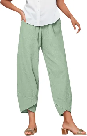 Capri Pants for Women Palazzo Lounge Pants Wide Leg Printed Cropped Bottoms Baggy Trousers Sweatpants with Pockets