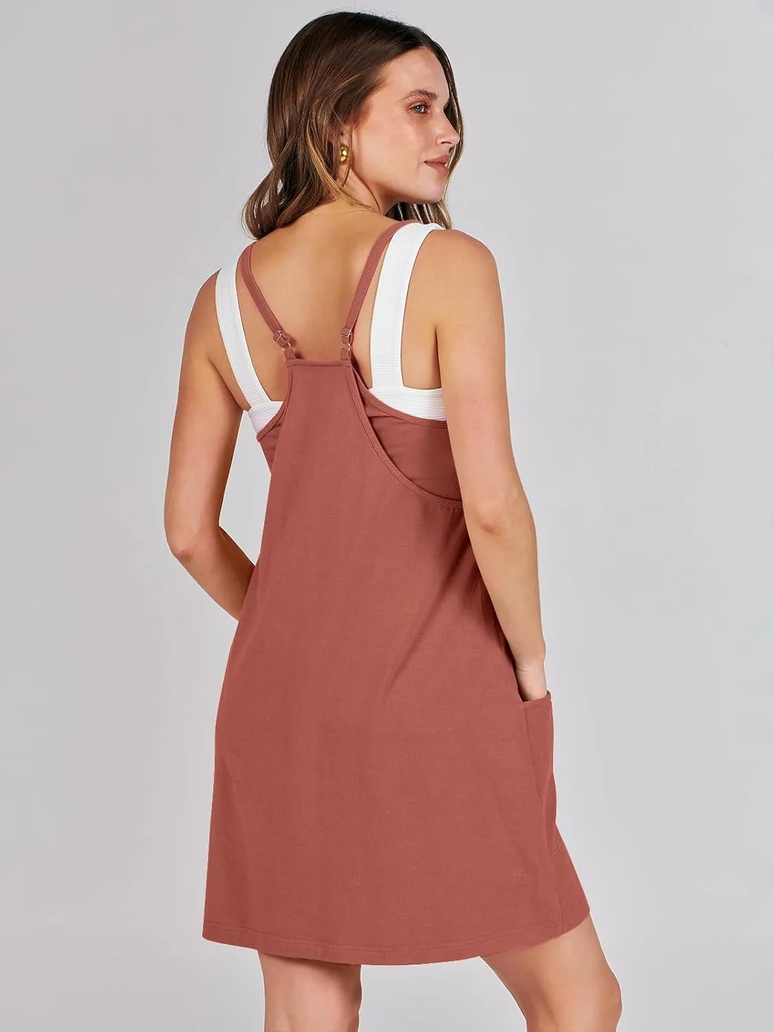 Caracilia Womens Summer Mini Dress 2025 Casual Sleeveless Built in Shapewear Sundress Trendy Short Tennis Athletic Outfits