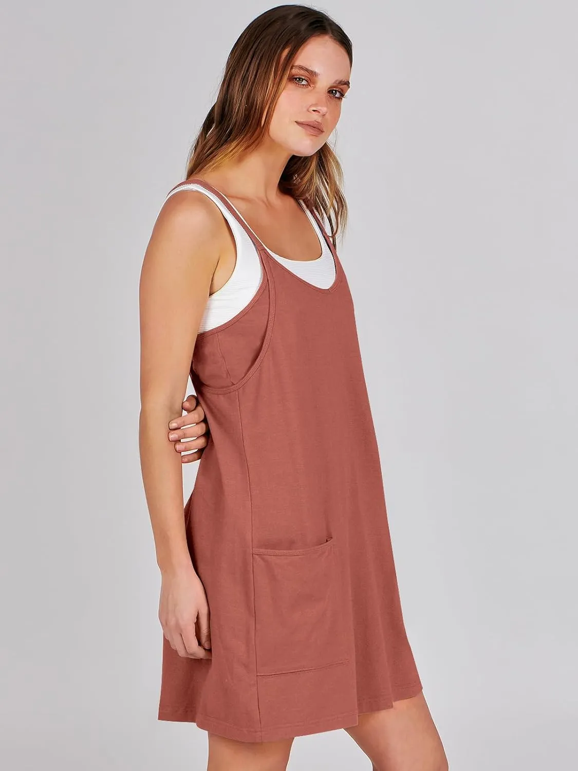 Caracilia Womens Summer Mini Dress 2025 Casual Sleeveless Built in Shapewear Sundress Trendy Short Tennis Athletic Outfits