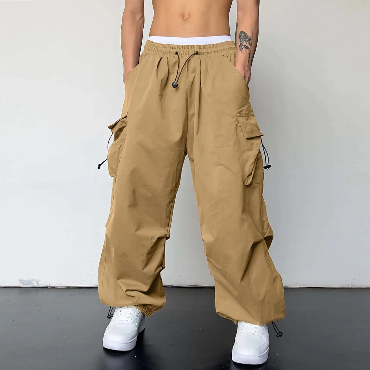 Cargo Pant for Men Casual Work Pant Elasticated Waist Lightweight Outdoor Pants with Pockets