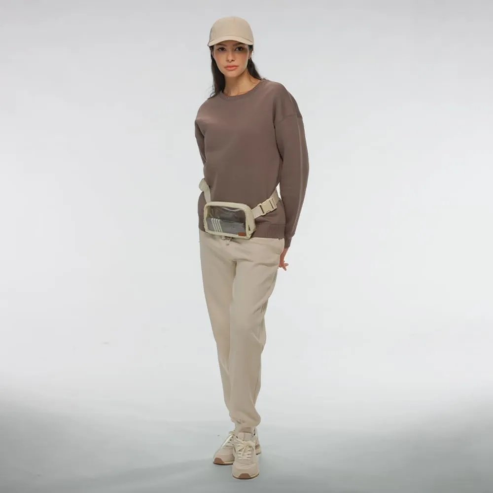 C.C Clear Fanny Pack For Women Unisex - TPU Daily Waist Crossbody Belt bag With Adjustable Strap (Beige)