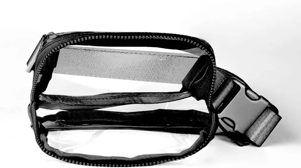 C.C Clear Fanny Pack For Women Unisex - TPU Daily Waist Crossbody Belt bag With Adjustable Strap (Black)