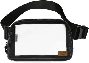 C.C Clear Fanny Pack For Women Unisex - TPU Daily Waist Crossbody Belt bag With Adjustable Strap (Black)