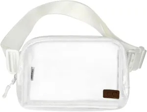 C.C Clear Fanny Pack For Women Unisex - TPU Daily Waist Crossbody Belt bag With Adjustable Strap (Ivory)