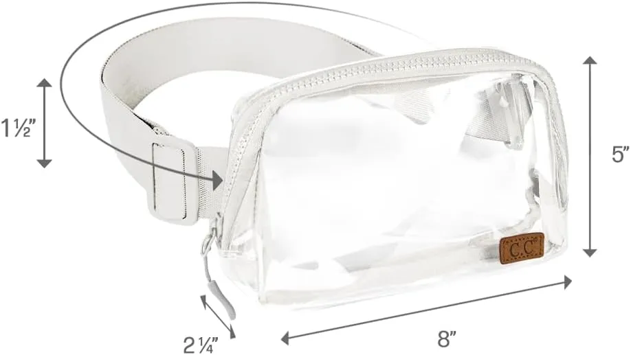 C.C Clear Fanny Pack For Women Unisex - TPU Daily Waist Crossbody Belt bag With Adjustable Strap (Ivory)