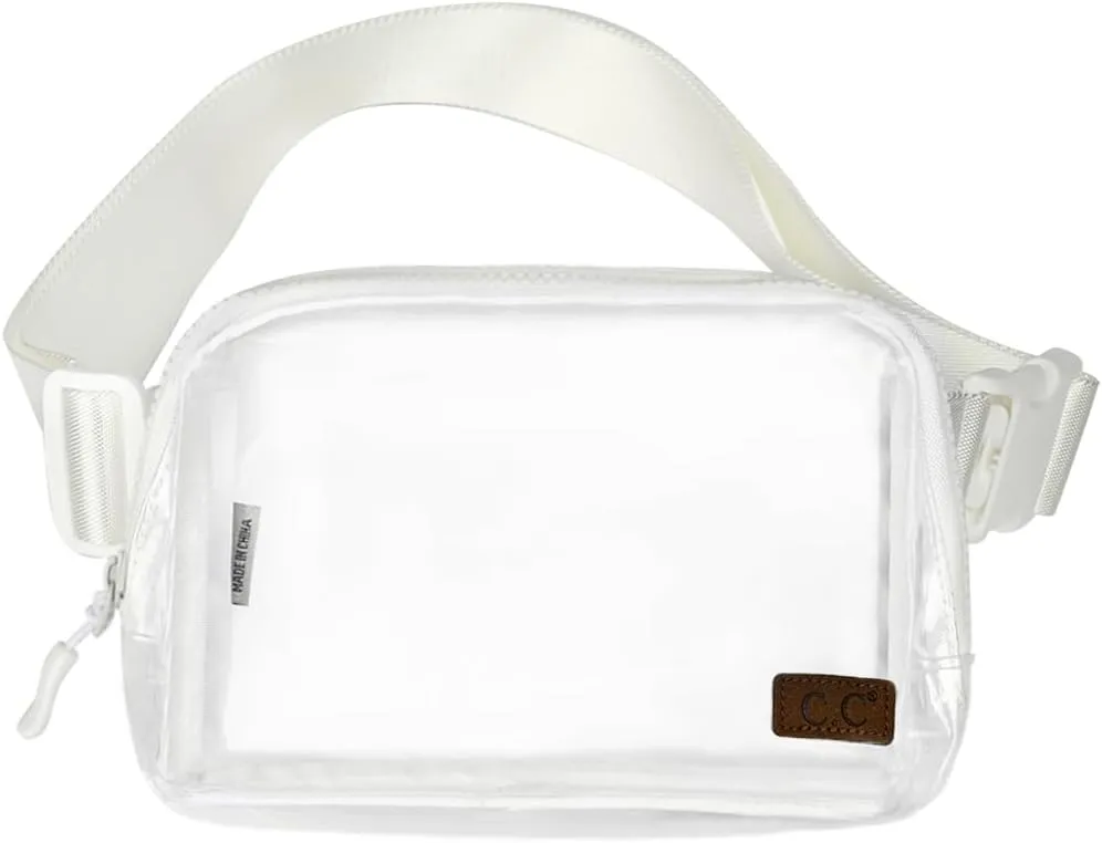 C.C Clear Fanny Pack For Women Unisex - TPU Daily Waist Crossbody Belt bag With Adjustable Strap (Ivory)