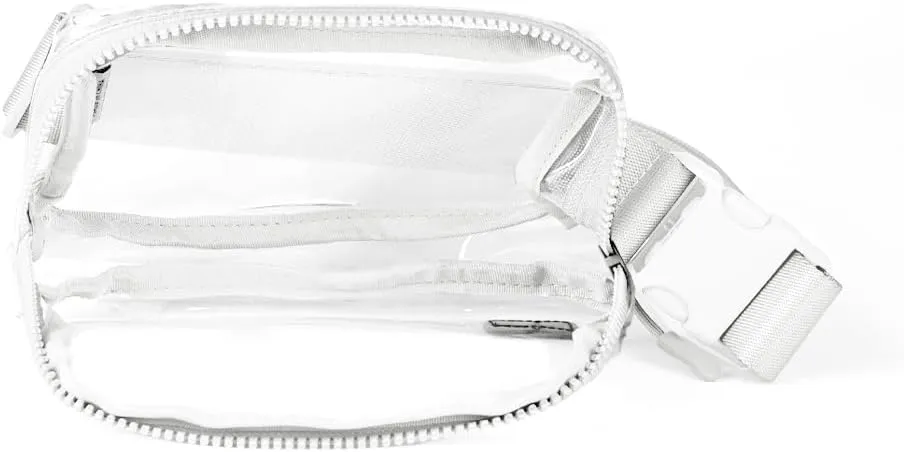 C.C Clear Fanny Pack For Women Unisex - TPU Daily Waist Crossbody Belt bag With Adjustable Strap (Ivory)