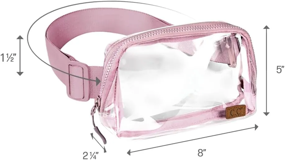 C.C Clear Fanny Pack For Women Unisex - TPU Daily Waist Crossbody Belt bag With Adjustable Strap (Rose)