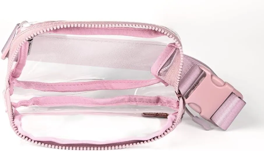 C.C Clear Fanny Pack For Women Unisex - TPU Daily Waist Crossbody Belt bag With Adjustable Strap (Rose)