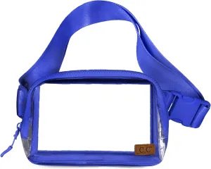 C.C Clear Fanny Pack For Women Unisex - TPU Daily Waist Crossbody Belt bag With Adjustable Strap (Royal)