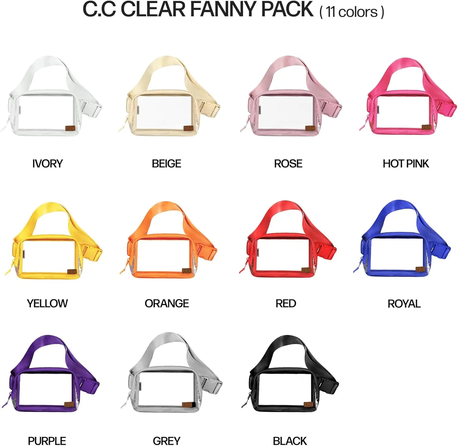 C.C Clear Fanny Pack For Women Unisex - TPU Daily Waist Crossbody Belt bag With Adjustable Strap (Royal)