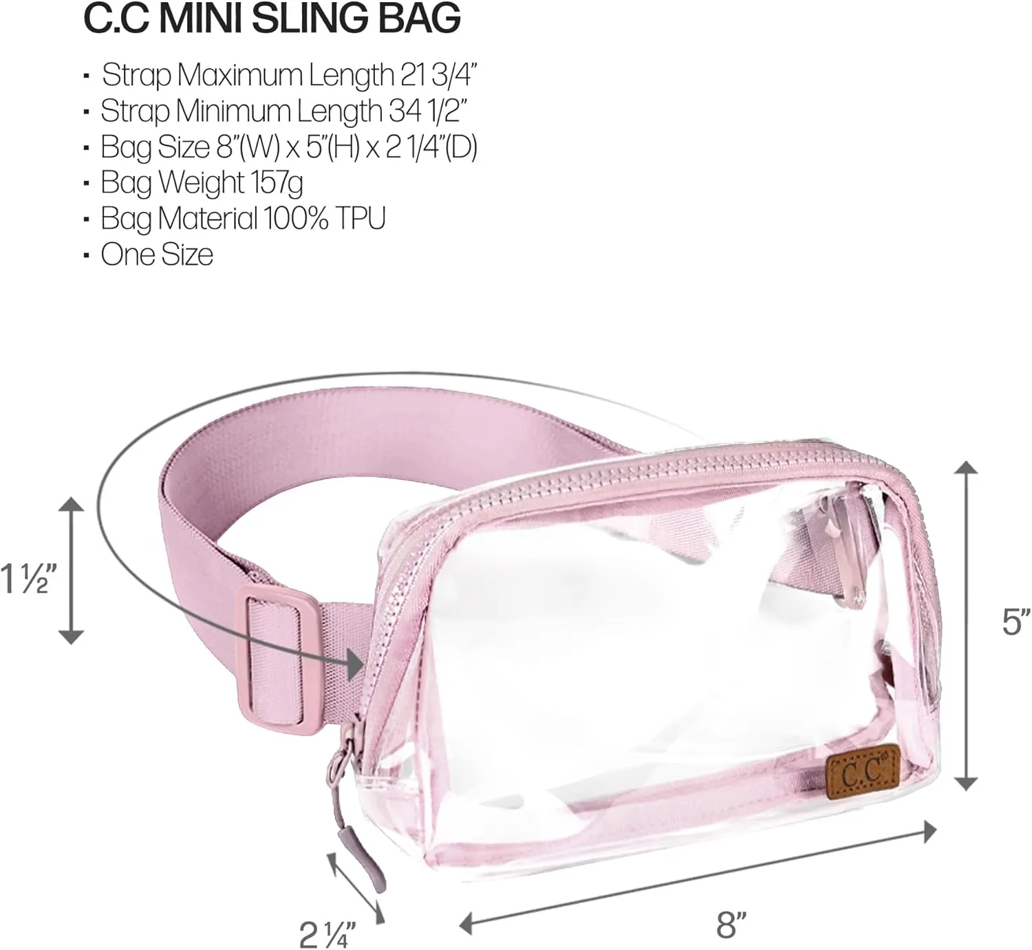 C.C Clear Fanny Pack For Women Unisex - TPU Daily Waist Crossbody Belt bag With Adjustable Strap (Royal)